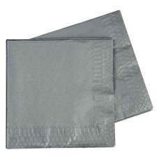 FiveStar Cocktail Napkin 25cm Metallic Silver P40